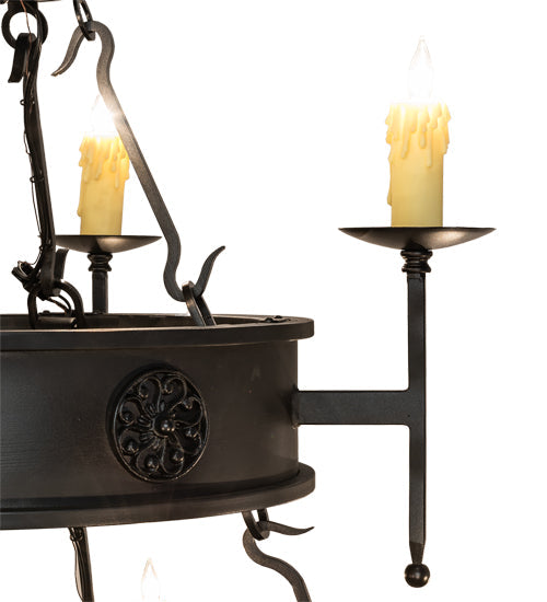 Meyda Lighting Lorenzo 48" 12-Light 2-Tier Oxidized Steel Chandelier With Ivory Faux Candlelight