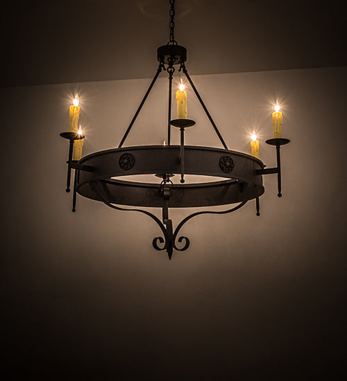 Meyda Lighting Lorenzo 48" 6-Light Chestnut Chandelier With Ivory Faux Candlelight