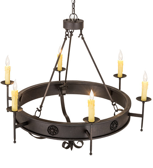 Meyda Lighting Lorenzo 48" 6-Light Chestnut Chandelier With Ivory Faux Candlelight