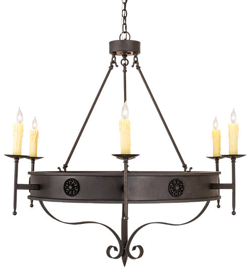 Meyda Lighting Lorenzo 48" 6-Light Chestnut Chandelier With Ivory Faux Candlelight