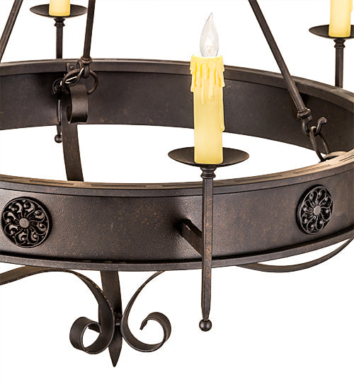 Meyda Lighting Lorenzo 48" 6-Light Chestnut Chandelier With Ivory Faux Candlelight