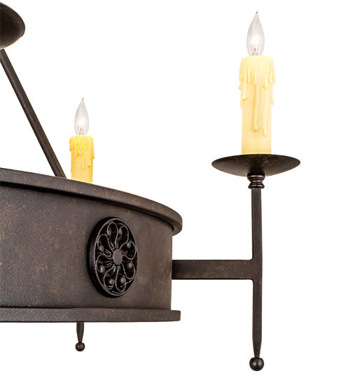 Meyda Lighting Lorenzo 48" 6-Light Chestnut Chandelier With Ivory Faux Candlelight