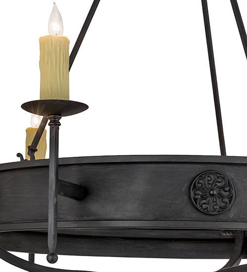Meyda Lighting Lorenzo 48" 6-Light Hand Rubbed Costello Black Chandelier With Ivory Faux Candlelight