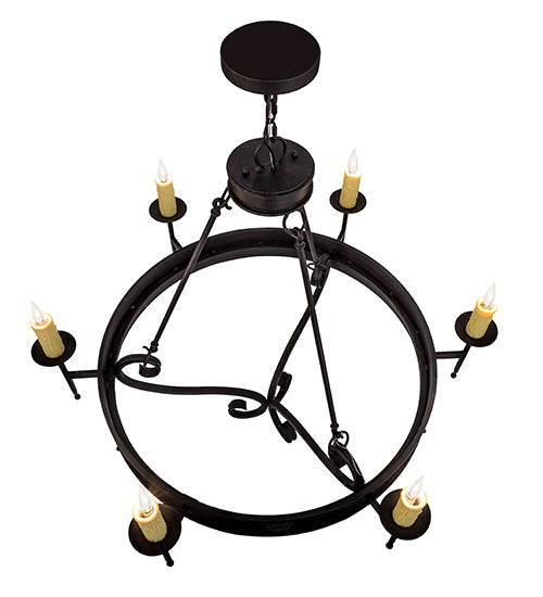 Meyda Lighting Lorenzo 48" 6-Light Hand Rubbed Costello Black Chandelier With Ivory Faux Candlelight