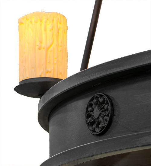 Meyda Lighting Lorenzo 48" 9-Light 2-Tier Hand Rubbed Costello Black Chandelier With Ivory Faux Candlelight