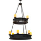 Meyda Lighting Lorenzo 48" 9-Light 2-Tier Hand Rubbed Costello Black Chandelier With Ivory Faux Candlelight