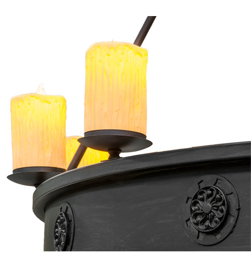 Meyda Lighting Lorenzo 72" 12-Light Costello Black Chandelier With Ivory Faux Candlelight