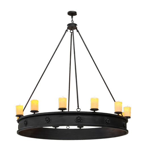 Meyda Lighting Lorenzo 72" 12-Light Costello Black Chandelier With Ivory Faux Candlelight