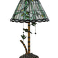 Meyda Lighting Loro Paraiso 24" 2-Light Faux Bamboo Table Lamp With Green and Amber Shade Glass