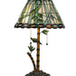 Meyda Lighting Loro Paraiso 24" 2-Light Faux Bamboo Table Lamp With Green and Amber Shade Glass