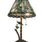 Meyda Lighting Loro Paraiso 24" 2-Light Faux Bamboo Table Lamp With Green and Amber Shade Glass
