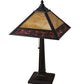 Meyda Lighting Lotus Leaf 22" Craftsman Brown Table Lamp With Red & Beige Shade Glass