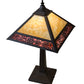 Meyda Lighting Lotus Leaf 22" Craftsman Brown Table Lamp With Red & Beige Shade Glass