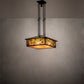 Meyda Lighting Lotus Leaf 24" Craftsman Brown Brass Pendant Light With Amber Mica Shade Glass
