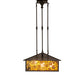 Meyda Lighting Lotus Leaf 24" Craftsman Brown Brass Pendant Light With Amber Mica Shade Glass