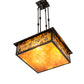 Meyda Lighting Lotus Leaf 24" Craftsman Brown Brass Pendant Light With Amber Mica Shade Glass