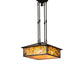 Meyda Lighting Lotus Leaf 24" Craftsman Brown Brass Pendant Light With Amber Mica Shade Glass