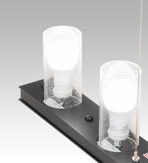 Meyda Lighting Loudon 44" 10-Light Flat Black Island Pendant Light With Clear Seeded Shade Glass