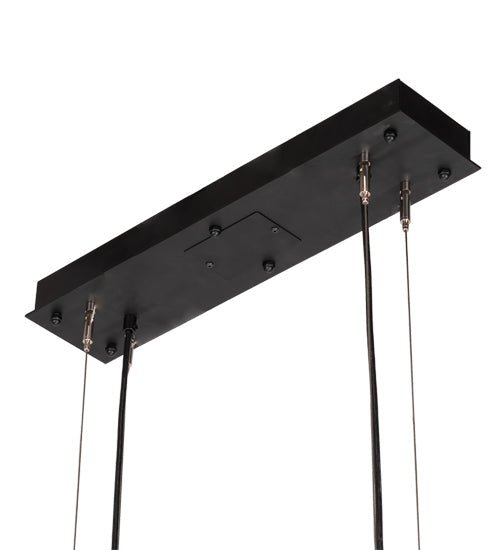 Meyda Lighting Loudon 44" 10-Light Flat Black Island Pendant Light With Clear Seeded Shade Glass