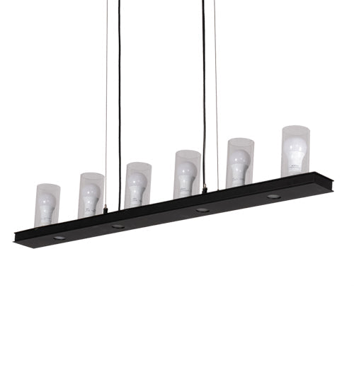 Meyda Lighting Loudon 44" 10-Light Flat Black Island Pendant Light With Clear Seeded Shade Glass