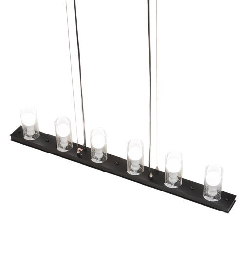 Meyda Lighting Loudon 44" 10-Light Flat Black Island Pendant Light With Clear Seeded Shade Glass