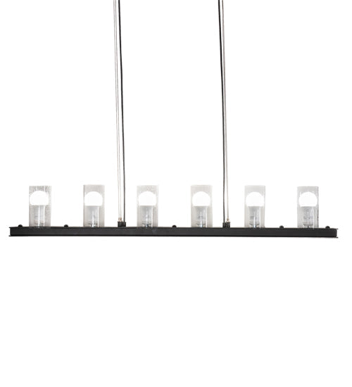 Meyda Lighting Loudon 44" 10-Light Flat Black Island Pendant Light With Clear Seeded Shade Glass