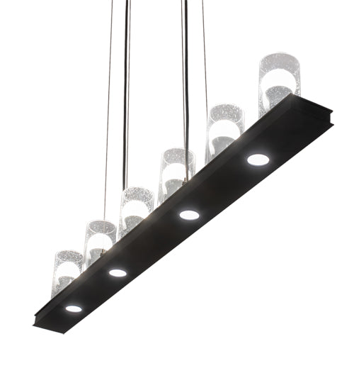 Meyda Lighting Loudon 44" 10-Light Flat Black Island Pendant Light With Clear Seeded Shade Glass