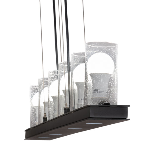 Meyda Lighting Loudon 44" 10-Light Flat Black Island Pendant Light With Clear Seeded Shade Glass