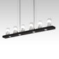 Meyda Lighting Loudon 44" 10-Light Flat Black Island Pendant Light With Clear Seeded Shade Glass