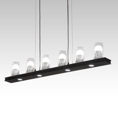 Meyda Lighting Loudon 44" 10-Light Flat Black Island Pendant Light With Clear Seeded Shade Glass