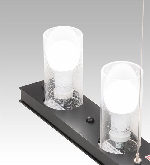 Meyda Lighting Loudon 44" 6-Light Flat Black Pendant Light With Clear Seeded Shade Glass