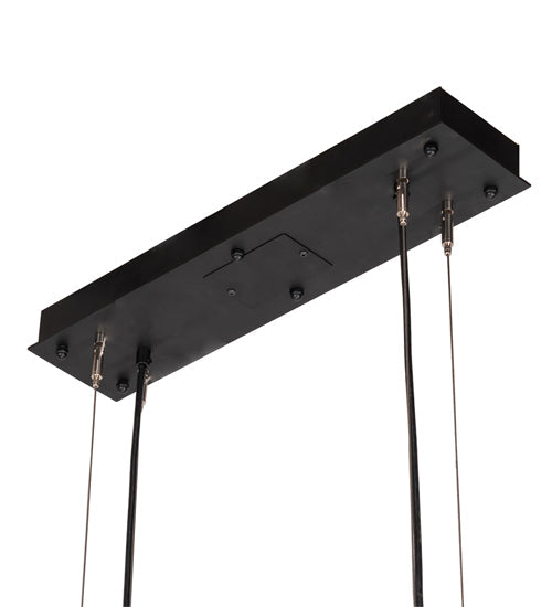 Meyda Lighting Loudon 44" 6-Light Flat Black Pendant Light With Clear Seeded Shade Glass