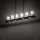 Meyda Lighting Loudon 44" 6-Light Flat Black Pendant Light With Clear Seeded Shade Glass