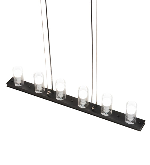 Meyda Lighting Loudon 44" 6-Light Flat Black Pendant Light With Clear Seeded Shade Glass