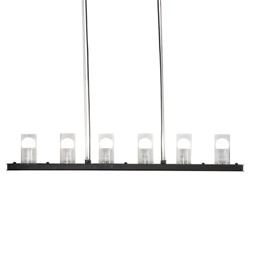 Meyda Lighting Loudon 44" 6-Light Flat Black Pendant Light With Clear Seeded Shade Glass
