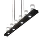 Meyda Lighting Loudon 44" 6-Light Flat Black Pendant Light With Clear Seeded Shade Glass