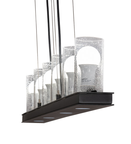 Meyda Lighting Loudon 44" 6-Light Flat Black Pendant Light With Clear Seeded Shade Glass