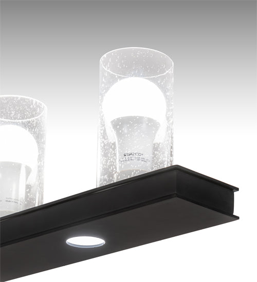 Meyda Lighting Loudon 44" 6-Light Flat Black Pendant Light With Clear Seeded Shade Glass