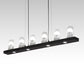 Meyda Lighting Loudon 44" 6-Light Flat Black Pendant Light With Clear Seeded Shade Glass