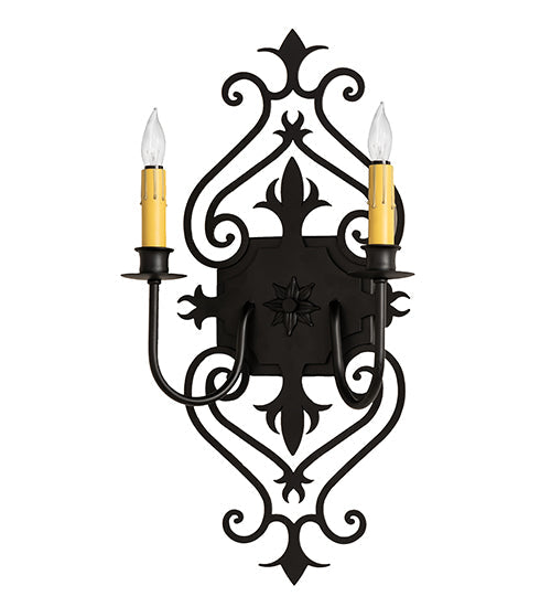 Meyda Lighting Louisa 11" 2-Light Blackwash Wall Sconce With Ivory Faux Candlelight