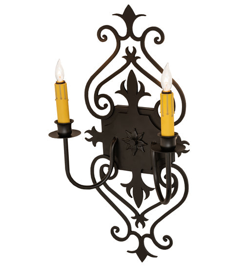 Meyda Lighting Louisa 11" 2-Light Blackwash Wall Sconce With Ivory Faux Candlelight