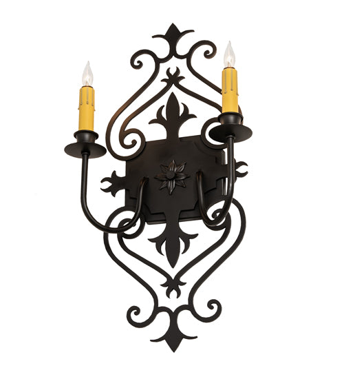 Meyda Lighting Louisa 11" 2-Light Blackwash Wall Sconce With Ivory Faux Candlelight