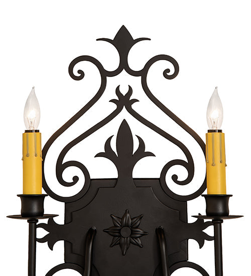 Meyda Lighting Louisa 11" 2-Light Blackwash Wall Sconce With Ivory Faux Candlelight