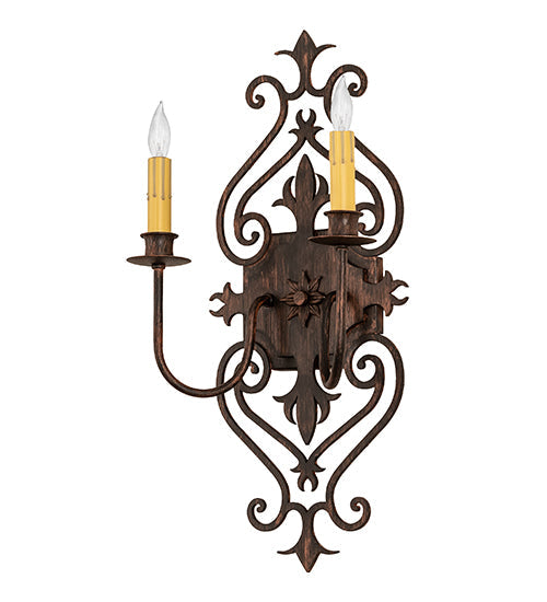 Meyda Lighting Louisa 11" 2-Light Cimarron Bronze Wall Sconce With Ivory Faux Candlelight