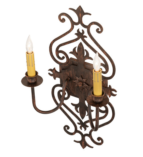 Meyda Lighting Louisa 11" 2-Light Cimarron Bronze Wall Sconce With Ivory Faux Candlelight