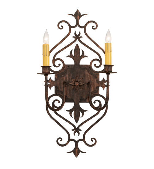 Meyda Lighting Louisa 11" 2-Light Cimarron Bronze Wall Sconce With Ivory Faux Candlelight