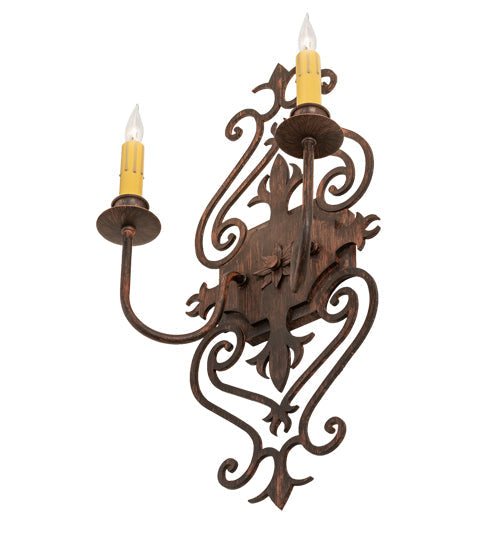 Meyda Lighting Louisa 11" 2-Light Cimarron Bronze Wall Sconce With Ivory Faux Candlelight