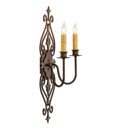 Meyda Lighting Louisa 11" 2-Light Cimarron Bronze Wall Sconce With Ivory Faux Candlelight