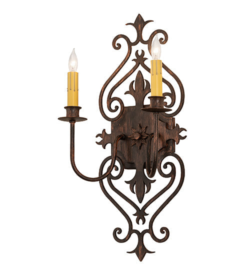 Meyda Lighting Louisa 11" 2-Light Cimarron Bronze Wall Sconce With Ivory Faux Candlelight