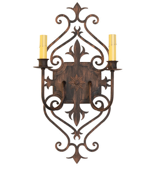 Meyda Lighting Louisa 13" 2-Light Cimarron Bronze Wall Sconce With White Textrene Shade